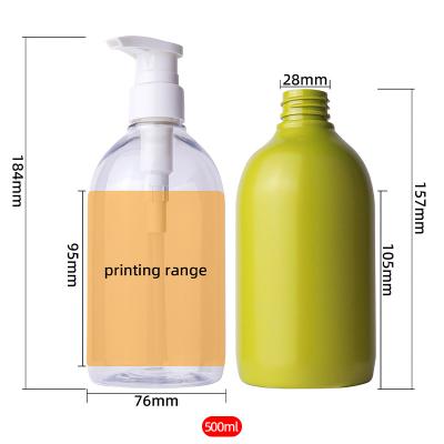 China Single 500ML PET Plastic Shampoo Bottle With Squeeze Bottle Natural Plastic Lotion Pump for sale