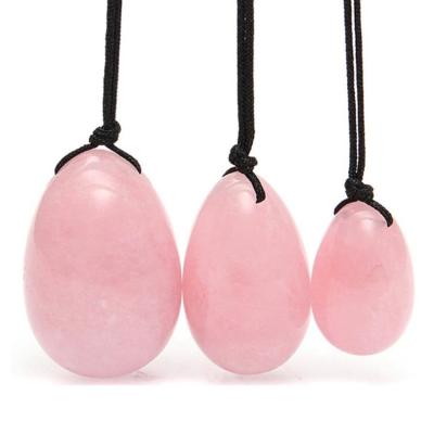 China Europe wholesale crystal vaginal eggs set for women rose quartz yoni egg jade kegel eggs with pouch for sale