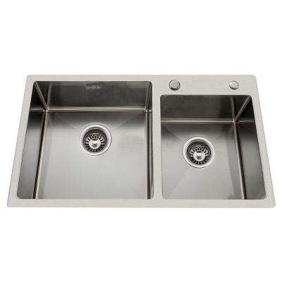 China With Faucet Luxury 304 Stainless Steel Double Bowls Drop In Topmount Kitchen Bathroom Sink Sink RV Laundry Handmade Sink Waschbecken en venta