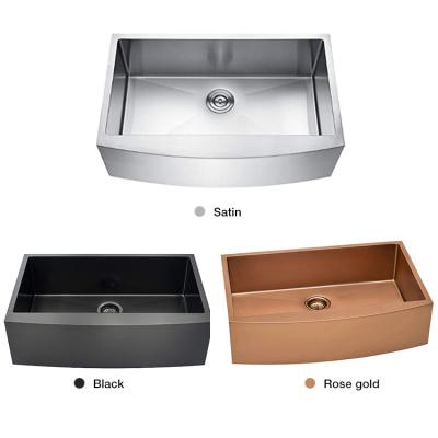 China Without Faucet CUPC 13Gauge Kitchen Farmhouse Sink 304 Nano Stainless Steel With Pull Down Taps 33 Inch Apron Front Single Bowl Farmhouse Sinks en venta