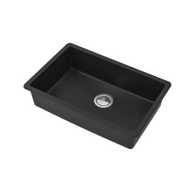 China Without Faucet Stone Outdoor Decorative Nano Black Quartz Garden Utility Sink With Faucet à venda