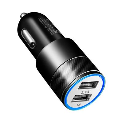 China Hot Selling Mini Car Usb 1A 2A 3A Portable Mobile Phone Accessories Fast Charging Classic Led Left Dual Light Usb Car Charger for sale