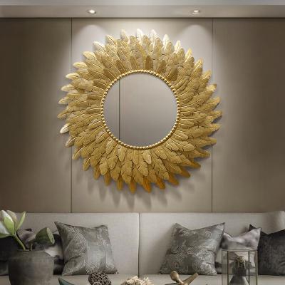 China Eco-friendly Wall Mirror Around Mini Modern Luxury Nordic Vintage Living Room Wall Decorative Mirror Home Decor Gold Acrylic Glass for sale