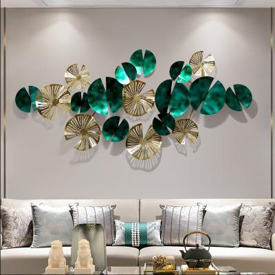 China Glod Metal Lotus Leaf Plant 3d Wall Art Living Room Wall Decor Decor Home Eco-Friendly Iron Metal Decorative Items Iron Metal Hanging Home Accessories For for sale