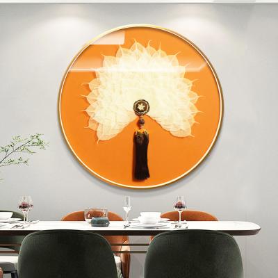 China Eco-friendly Manufacturer China Customized Gold Thread Handmade Fan Shape For Living Room Bedroom Decorative Painting for sale