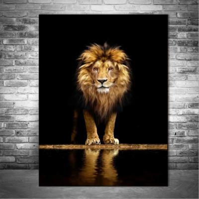 China Advanced Manufacturer Retail Wholesale Customizable Size Fashion Eco-Friendly Atmospheric Acrylic Animal Paintings Lion Art Style for sale