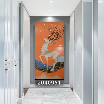 China Wholesale Eco-friendly Wall Art Aluminum Frame Painting of Crystal Porcelain Deer Acrylic Glass for Room Luxury Decoration for sale