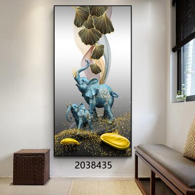 China Home Decor Wall Art Crystal Porcelain Painting Living Room Entrance Eco-friendly Nordic Animal Elephant Wall Decoration for sale