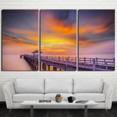 China Eco-friendly custom-made exquisite silhouette combined factory seaside sunset landscape decorative painting for sale