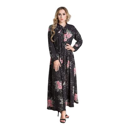 China Daily Casual Formal Hot Sale Printing Print Style Plus Size Maxi Chiffon Long Sleeve Vacation Dress Women Clothing for sale