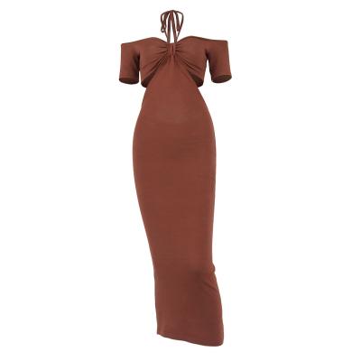 China Summer autumn style solid color halter bodycon daily casual formal high quality sexy dress for sale