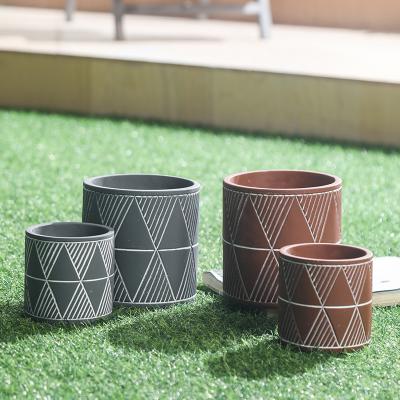 China Durable Custom Material Cement Flower Planters Modern ODM Cylinder Decorative Flowers Planter For Living Room for sale