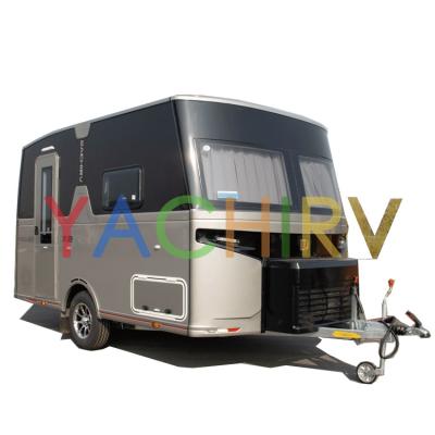 China Colorful Aluminum Travel Trailer Sandwich Panel Appearance Off Road Camper Travel Trailer RV Caravan For Sale for sale