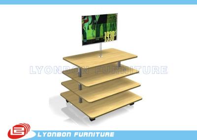 China Customize MDF Wooden Gondola Display Stands Retail Fixtures With 4 Layers for sale