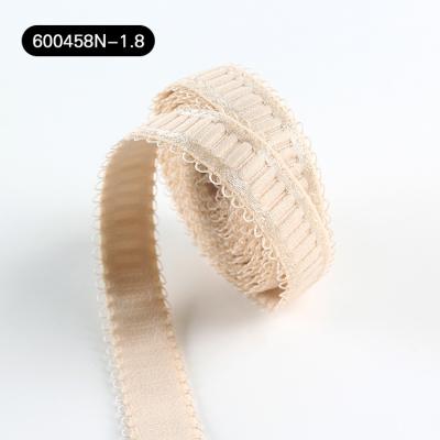 China Factory free sample knitted stairs shape picot edge elastic band nylon webbing for underwear bra straps for sale