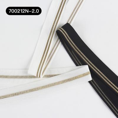 China Gold Edge Nylon Bias Binding Tape Webbing Fold Elastic Band Underwear Elastic Edging Yarn Skirt Waist Rubber Band en venta