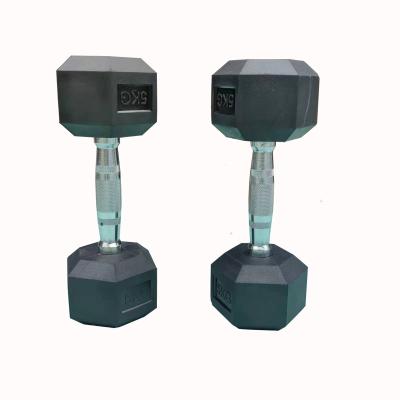 China Hex Dumbbell Rubber Covered Gym Fitness Dumbbell Rubber Coated Dumbbell for sale