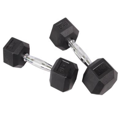 China Eco-friendly Manufacturer Wholesale Commercial Gym Rubber Hex Dumbbell for sale