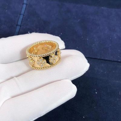 China Medium Model VCA Van Cleef Perlee Clover Ring 18k Gold Support Private Customization for sale