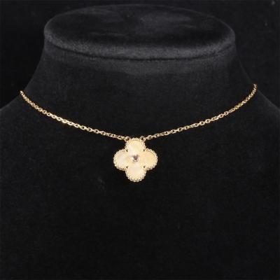 China Collar de flor de trevo Vintage Alhambra Pendente 14K Ouro Amarelo à venda