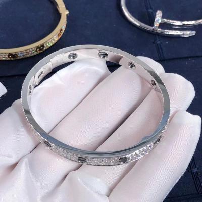 Cina 14K Diamond Bangle Oro Bianco VVS Diamond Pave Love Bracelet Gioielli in vendita