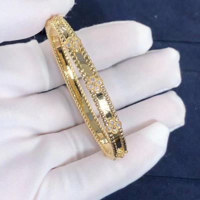 Cina Sweet Four Leaf Clover 14K Diamond Bracelet Bracelet Rose Bianco Oro OEM in vendita