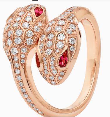 China Doble cabeza de serpiente VS 18K Anillos de diamantes de oro rosa Joyería fina en venta