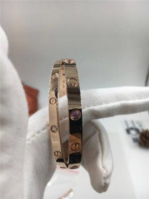 China Love Rose Gold 14K Diamond Bangle Bracelet Jewelry With Six Pink Sapphires for sale