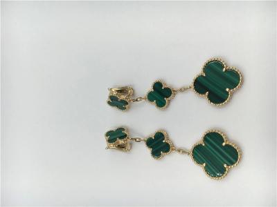 Cina Orecchini da fiore verde da donna 18K gioielli d'oro in vendita