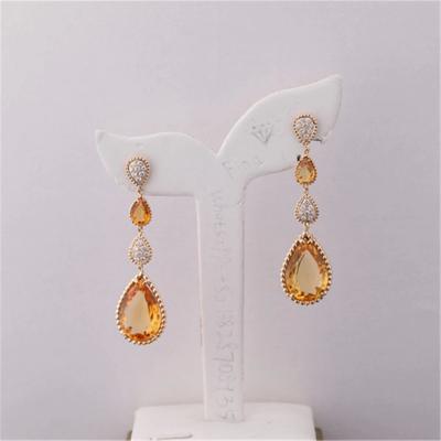 China 4 Motive Dangle Schlange Boheme Ohrringe Zitrin Anhänger 18K Gelbgold zu verkaufen