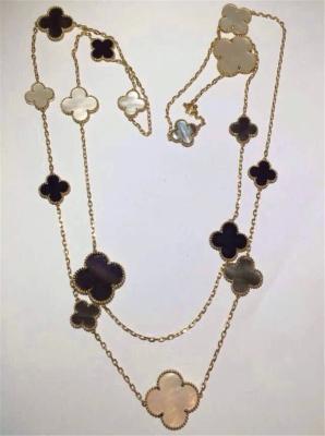 Chine 16 motifs longue Alhambra magique Mère de perle Clover Collier blanc gris 18k Onyx à vendre