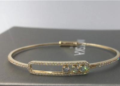 China ODM Thin Yellow 18K Gold Bangles Bracelet With 3 Pieces Move Diamonds for sale