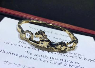 China Yellow Gold Diamond Cheetah Bracelet Bangle Wedding Anniversary Birthday Party Gift for sale