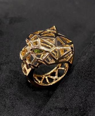 China OEM VCA 18K Gold Diamond Ring Panther Jaguar Tiger Band Te koop