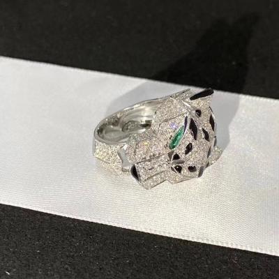 China Tiger Diamond Ring 18kt Gouden sieraden met diamanten Smaragd Setting Te koop