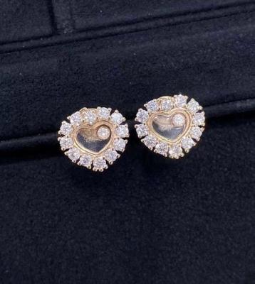 China 18K GOLD Diamond Customized Yellow Gold Jewelry Heart Shape Chopard Earrings for sale