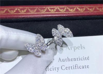 China 18K White Gold Custom Brand Butterfly Ring With 70 Diamonds for sale
