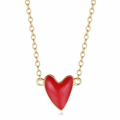 China Silver Peach Heart Pendant Charm Love Heart Design Necklace Sterling Silver Red Necklace for sale