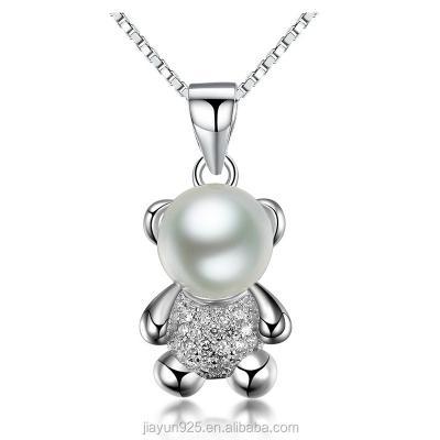 China Wholesale New Arrivals Teddy Bear Silver Bead Necklace 925 Sterling Silver Pendant for sale