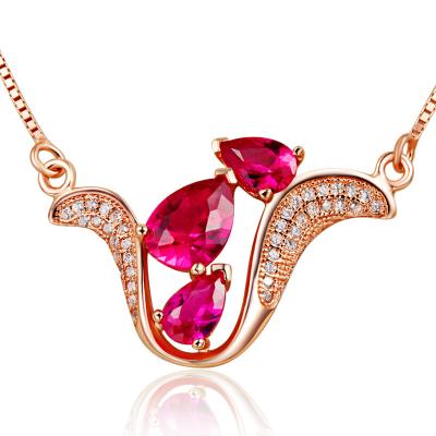 China Rose gold necklace patterns gold silver mangalsutra designs red gemstone jewelry necklace for sale