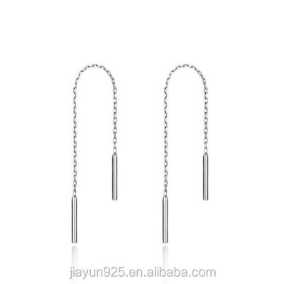 China No Fade Top Sale Tassel Dangling Silver Earrings White Gold Plated 925 Sterling Silver Earrings for sale