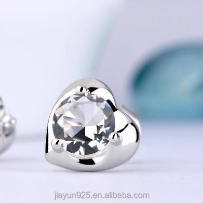 China 2015 New Arrival Fashion 925 Sterling Silver Jewelry Heart Shape Fancy 925 Zircon Crystal Silver 925 Stud Earrings for sale