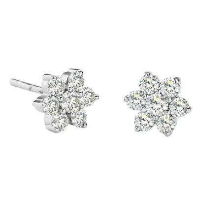 China Popular Summer Style Top Selling CZ Snowflake Platinum Plated 925 Sterling Silver Stud Earrings for sale