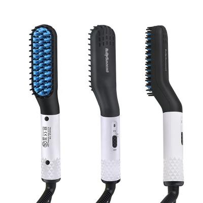 China Hotel Electric Ceramic Beard Straightening Brush Comb Iron Hair Straightener For Men for sale