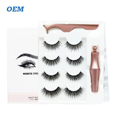 China Factory Wholesale Natural Soft New 4 Pairs Fashionable Magnetic False Eyelashes for sale