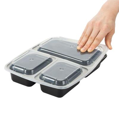 China Best Selling 3-Compartment Microwavable Bento Box for Meal Prep 100% BPA- FREE Best Lunch Food Storage Container for sale