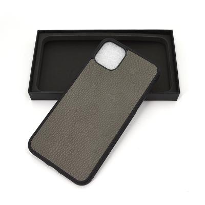 China Unique/100% Eco-friendly Phone Case/Ysure Logo Genuine Real Pebble Slim/Lightweight Luxury Premium Customized Cell Phone Leather Case For Phone 11 Pro for sale