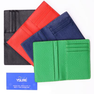 China Wholesale Luxury Leather Bifold Type Eco-friendly/Convenient/Business/Lifestyle Ysure Saffiano Grain Leather Credit ID Card Holder Business Card Holder Wallet For Gift for sale