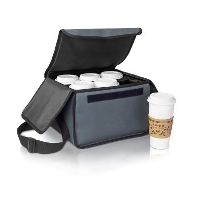 China New Design Waterproof High Quality Polyester Insulated Food Warmer Coffee Drink Delivery Bag With Dividers for sale