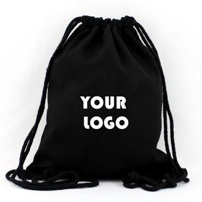 China PUNCH High Quality Customized Logo Strong Cotton Canvas Drawstring Backpack Bag for sale